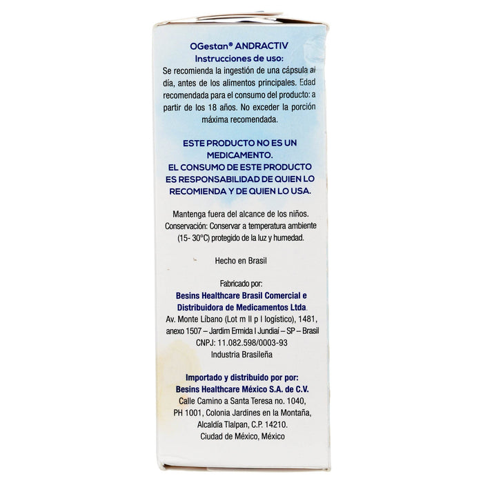 Ogestan Andractiv (Sup Alimenticio) Capsulas 1.617G Con 30 - WeCare Pharma