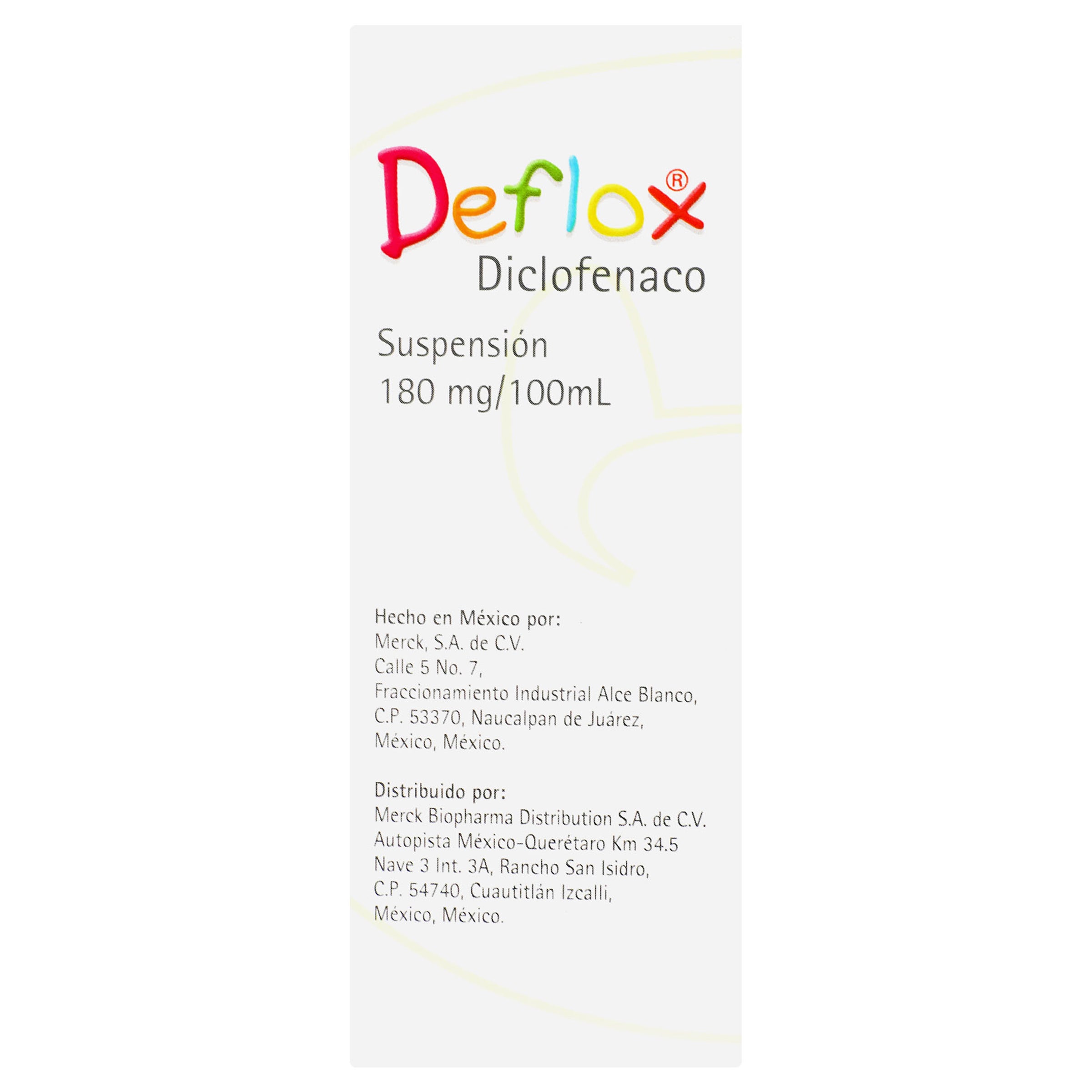 Deflox Suspensión 180Mg/100Ml 120Ml (Diclofenaco) 4 - 7501298212371