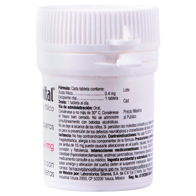 Folivital 0.4Mg Con 30 Tabletas (Acido Folico) - WeCare Pharma