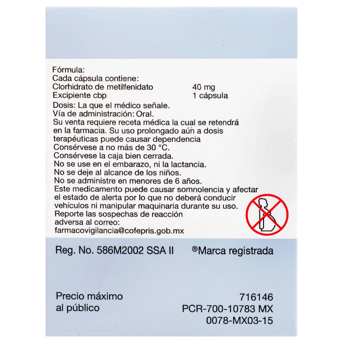 Ritalin La (Metilfenidato) Capsulas 40Mg Con 30 - WeCare Pharma