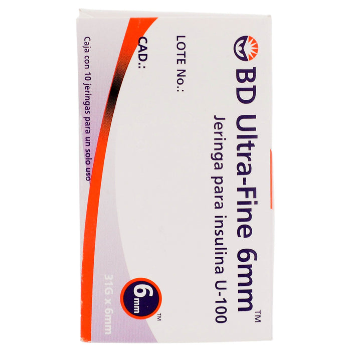 Jeringa Insulina Ultrafine Bd 3Ml 31Gx6Mm Con 10 - WeCare Pharma