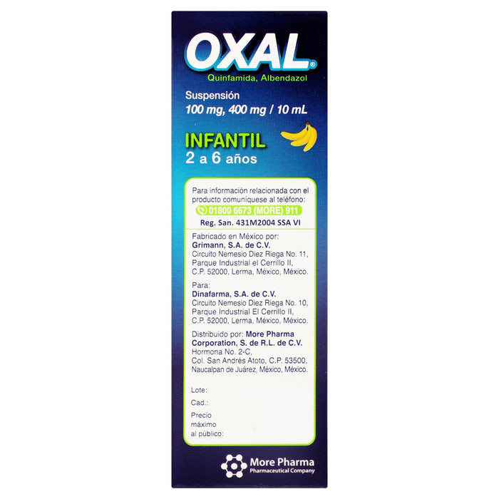 Oxal Inf Suspensión 400Mg/100Ml 10Ml (Quinfamida/Albendazol) - WeCare Pharma