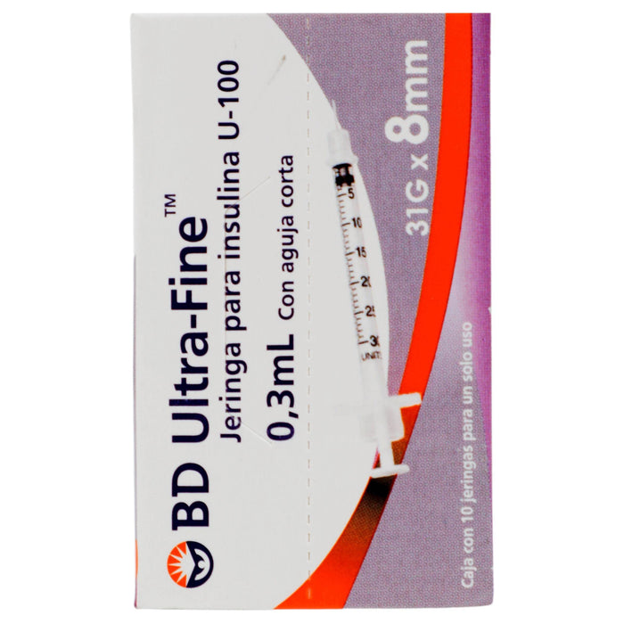 Jeringa Insulina Ultrafine Bd 0.3Ml 31Gx8Mm Con 10 - WeCare Pharma