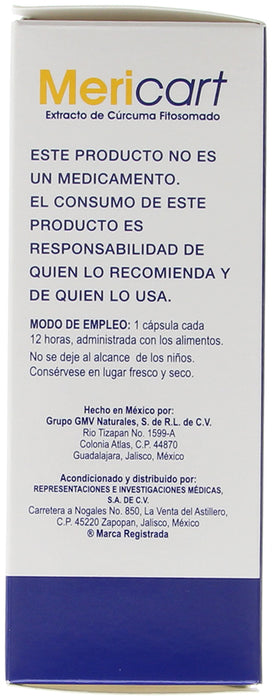 Mericart (Extracto De Curcuma Fitosomado) Capsula  0.748 Gramo Con 60 7501250812571 5