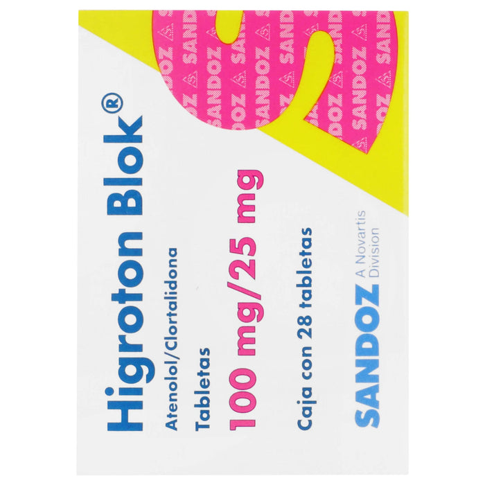 Higroton Blok 100Mg/25Mg Con 28 Tabletas (Atenolol/Clortalidona) - WeCare Pharma