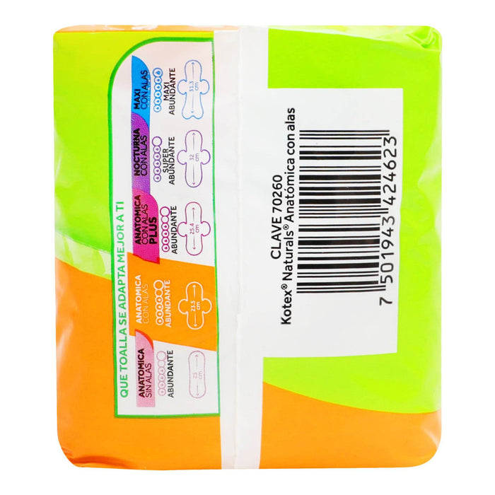 Toallas Kotex Naturals Manzanilla Con Alas Con 10 - WeCare Pharma
