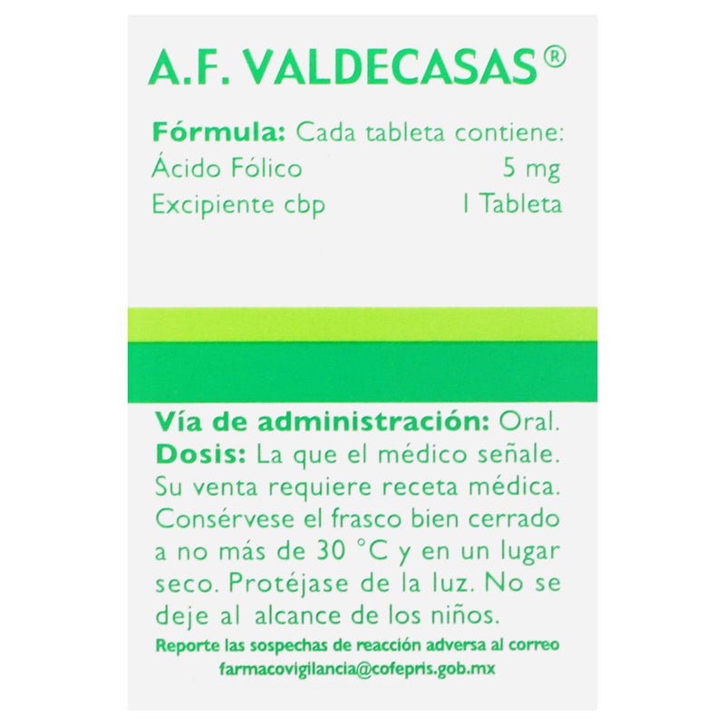 A.F. Valdecasas 5Mg Con 50 Tabletas (Acido Folico) - WeCare Pharma