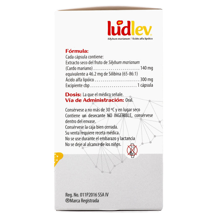 Ludlev 46.2Mg/300Mg Con 60 Capsulas (Silybum Marianum/Acido Alpa Lipoico) 4 - 7501293202100