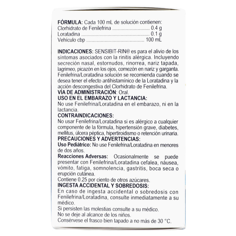 Sensibit-Rin Solución 0.4/0.1G 60Ml (Fenilefrina/Loratadina) - WeCare Pharma
