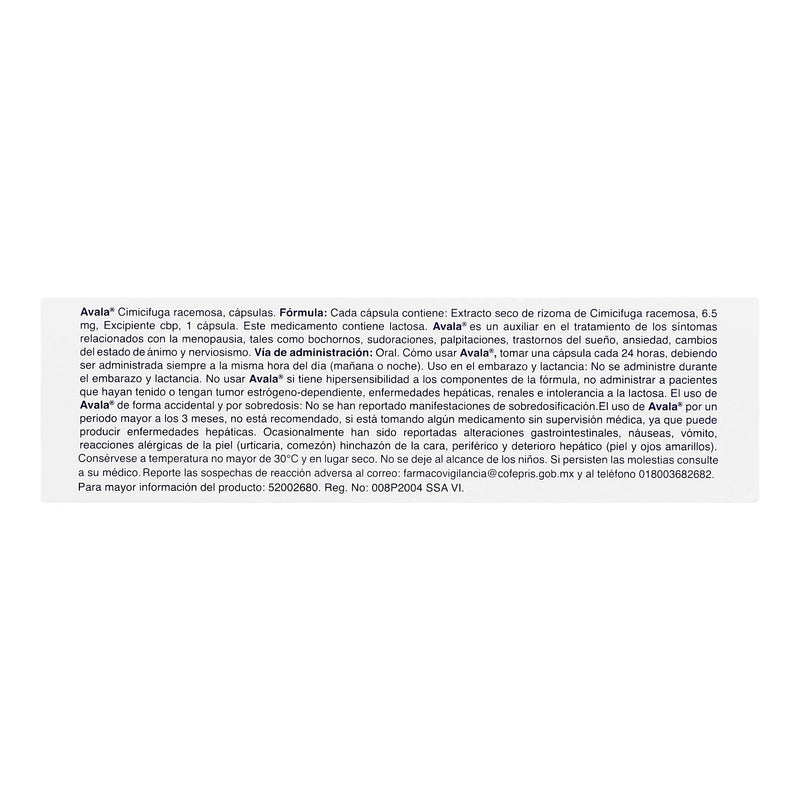 Avala 6.5Mg Con 30 Capsulas (Cimicifuga Racemosa) - WeCare Pharma