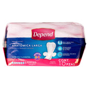 Toallas Depend Femenine Larga Con 10 - WeCare Pharma