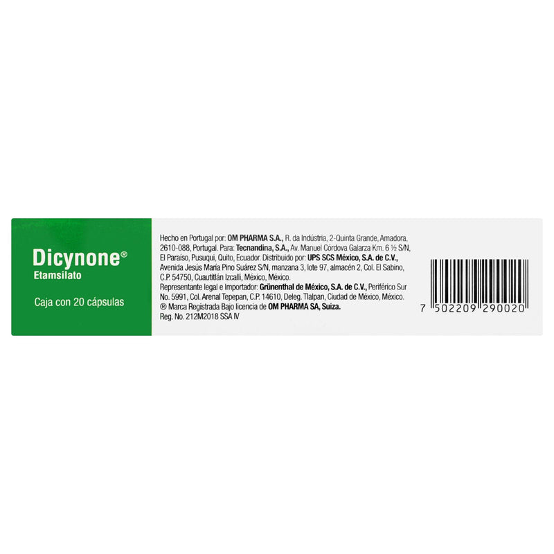 Dicynone 500Mg Con 20 Capsulas (Etamsilato) - WeCare Pharma