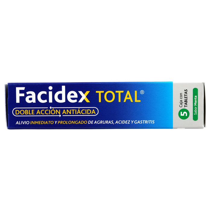 Facidex Total 10Mg/165/800Mg Con 5 Tabletas (Famotidina/Hidroxido De Magensio/Carbonato De Calcio) 5 - 7501299302996