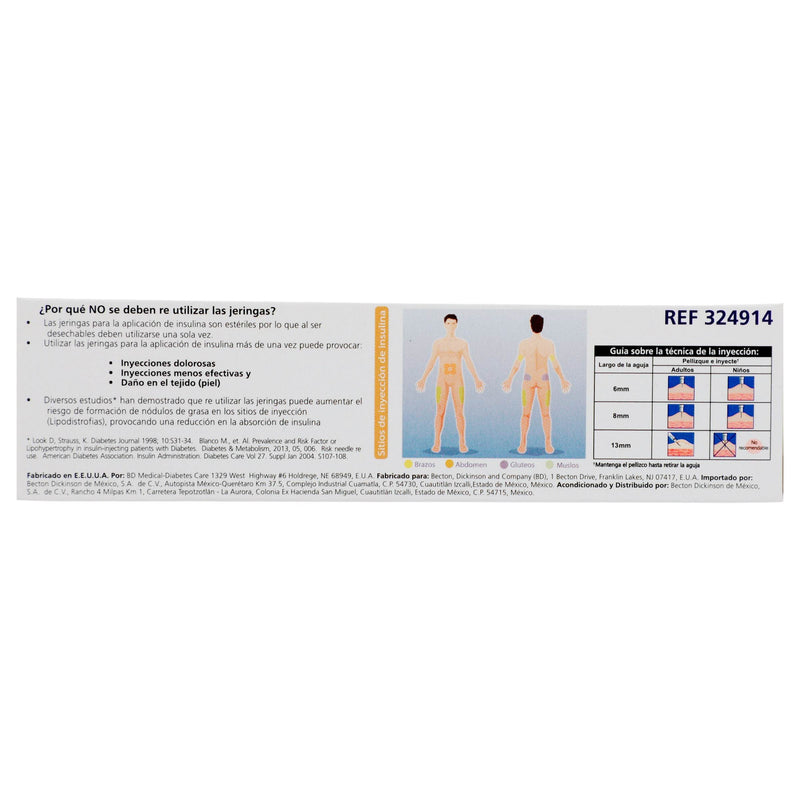 Jeringa Insulina Ultrafine Bd 0.5Ml 31Gx6Mm Con 10 - WeCare Pharma