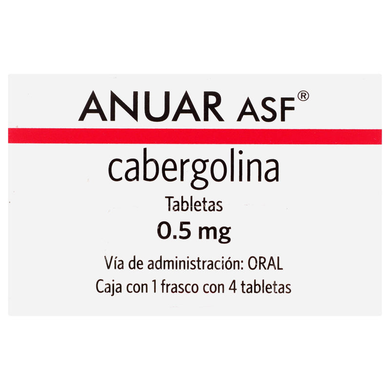 Anuar 0.5Mg Con 4 Tabletas (Cabergolina) - WeCare Pharma