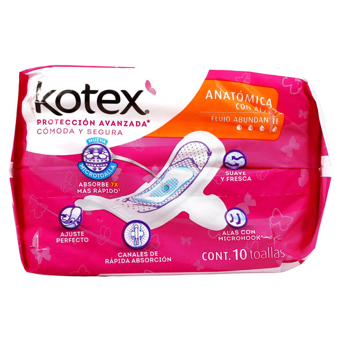 Toallas Kotex Anatomica Con Alas Con 10 - WeCare Pharma