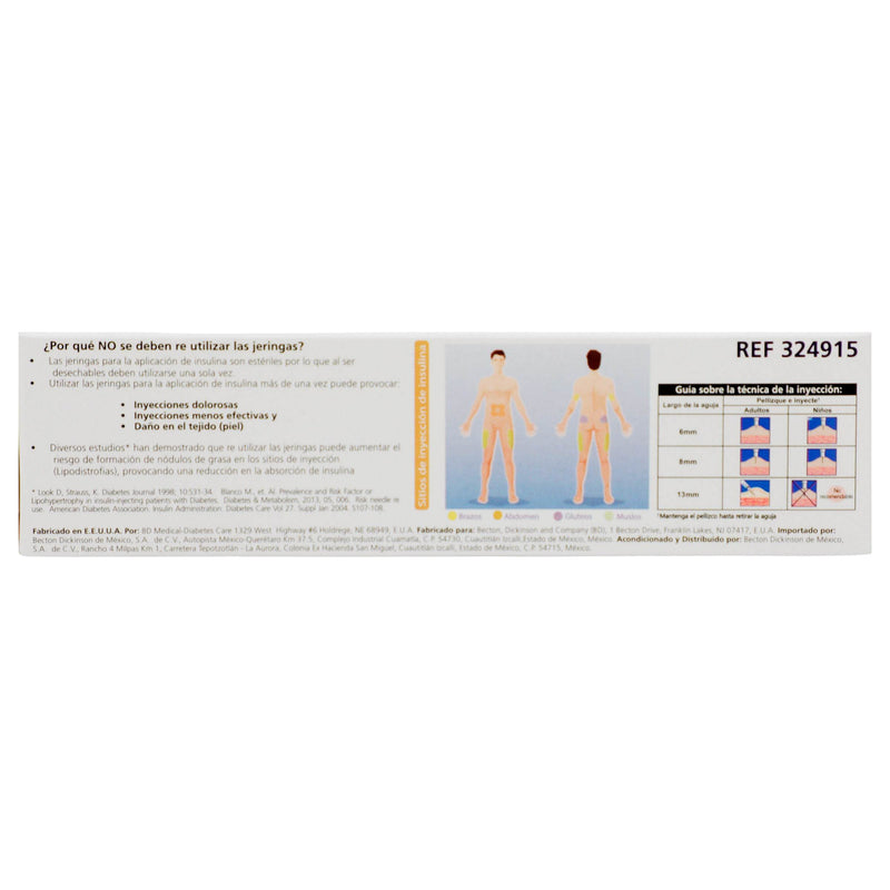 Jeringa Insulina Ultrafine Bd 1Ml 31Gx6Mm Con 10 - WeCare Pharma