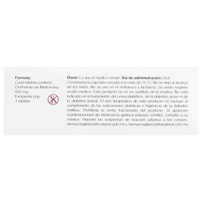 Dimefor 850Mg Con 30 Tabletas (Metformina) - WeCare Pharma