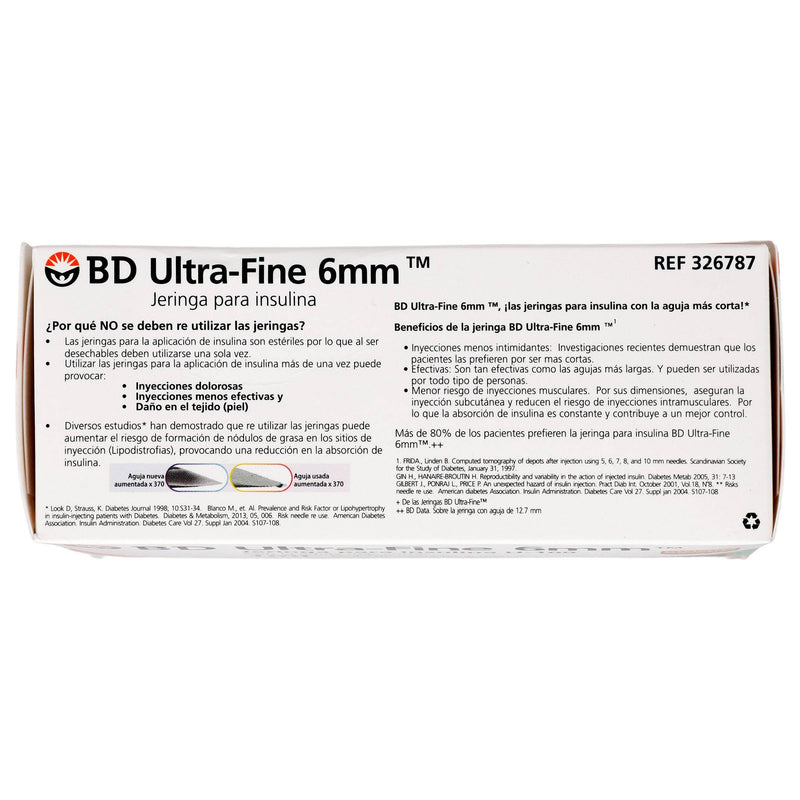 Jeringa Insulina Ultrafine Bd 1Ml 31Gx6Mm Con 30 - WeCare Pharma