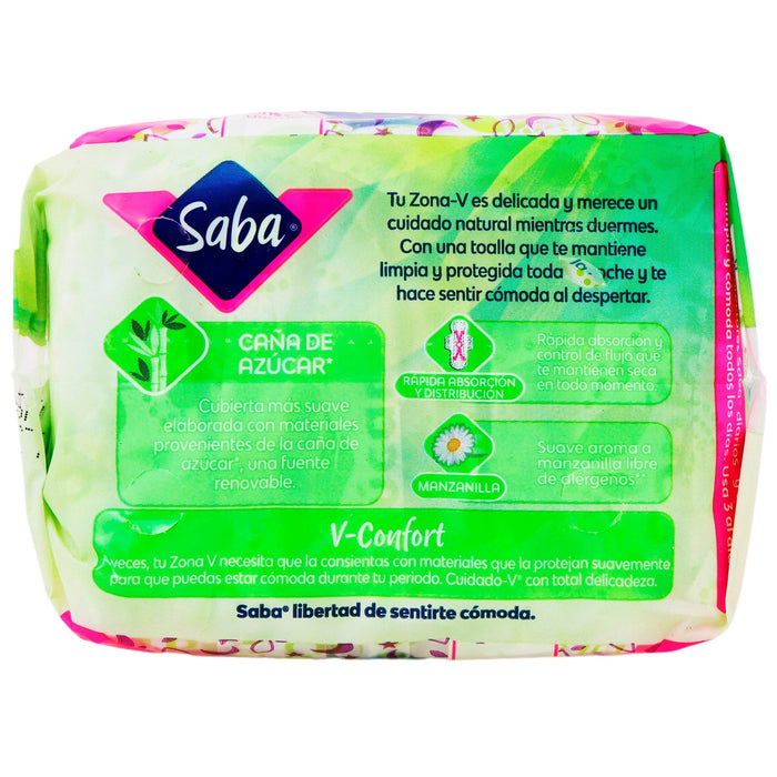 Toallas Femeninas Saba Confort Nocturna Con Alas Con 8 - WeCare Pharma