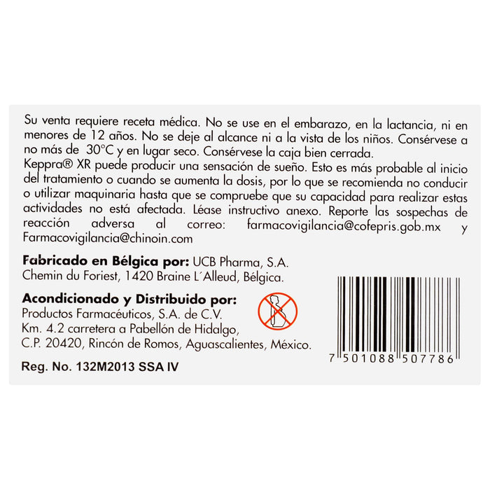 Keppra Xr 500Mg Con 60 Tabletas (Levetiracetam) - WeCare Pharma