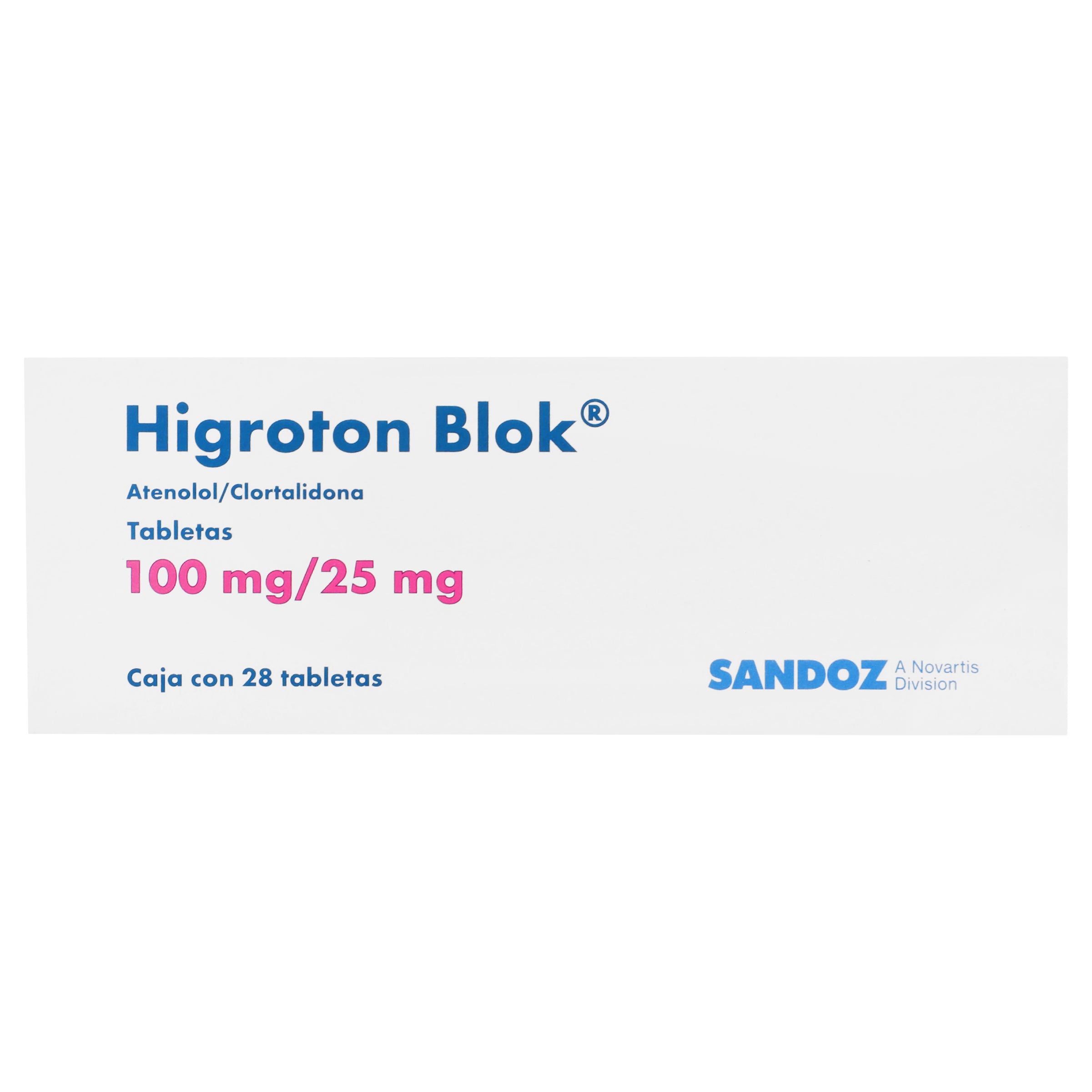 Higroton Blok 100Mg/25Mg Con 28 Tabletas (Atenolol/Clortalidona) 5 - 7502216930551