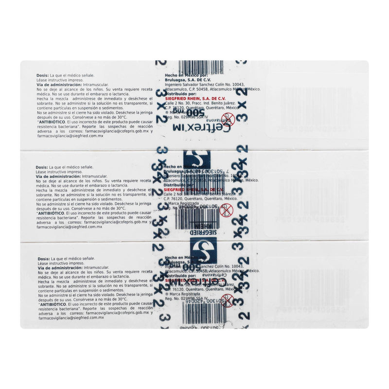 Ceftrex Im Frasco 500Mg Con 3 Promo Ampulas (Ceftriaxona) - WeCare Pharma