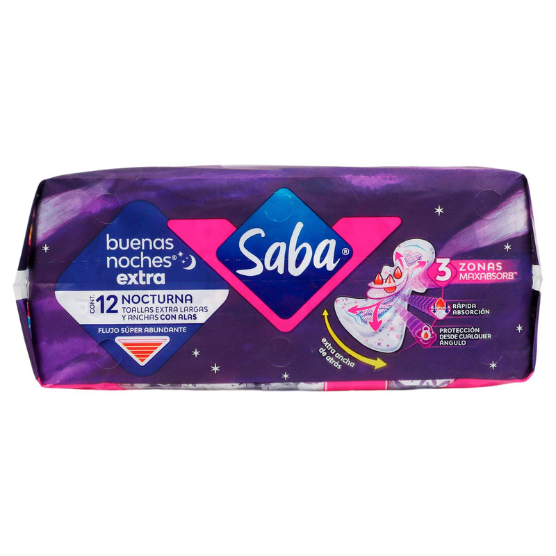 Toallas Saba Buenas Noches Extra Larga Con 12 - WeCare Pharma