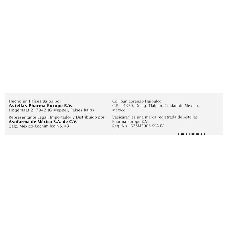 Vesicare 10Mg Con 10 Tabletas (Solifenacina) - WeCare Pharma