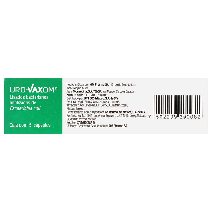 Uro Vaxom 6Mg Con 15 Capsulas (Lisados Bacterianos E Coli) 6 - 7502209290082