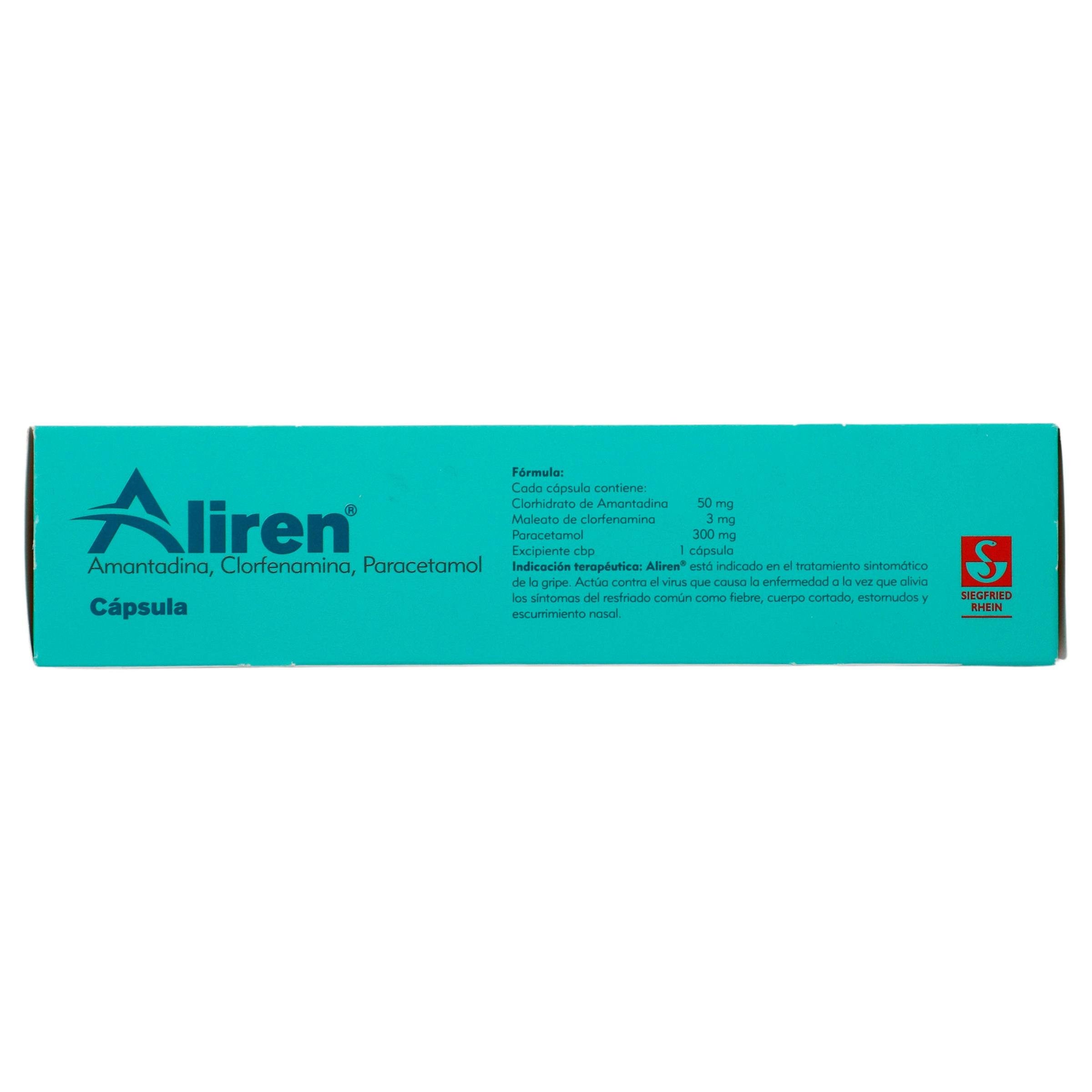 Alirem Aliren 50Mg/3Mg/300Mg Con 24 Capsulas (Amantadina/Clorfenamina/Paracet ...