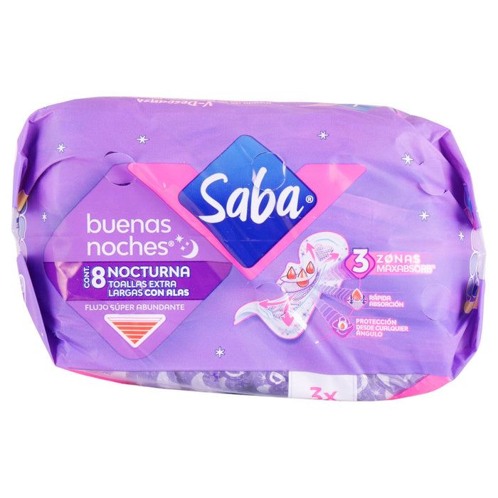 Toallas Saba Buenas Noches Nocturna Con Alas Con 8 - WeCare Pharma