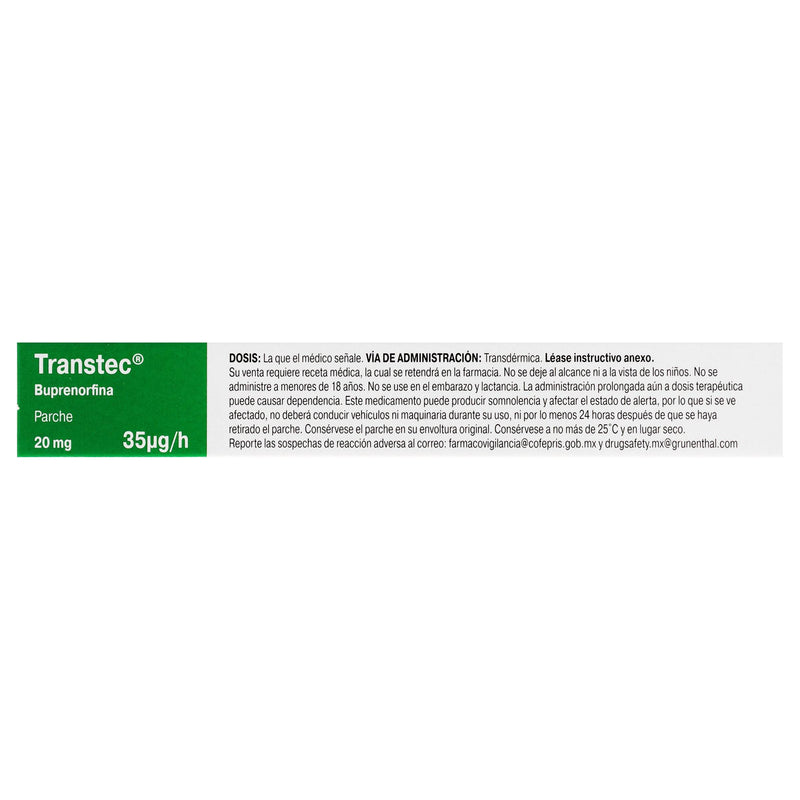 Transtec (Buprenorfina) Parche 20Mg Con 2 - WeCare Pharma