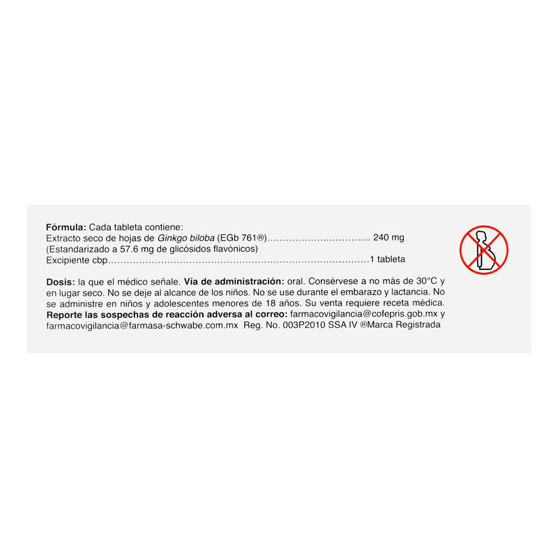 Tebonin Od 240Mg Con 28 Tabletas (Ginko Biloba) - WeCare Pharma