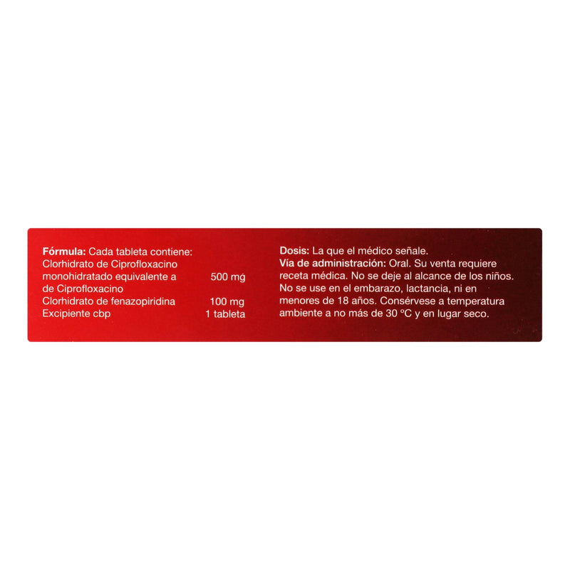 Vodelan 500Mg/100Mg Con 14 Tabletas (Ciprofloxacino/Fenazopiridina) - WeCare Pharma
