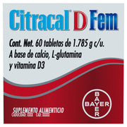 Citracal + D Fem 1.785G Con 60 Tabletas (Calcio/L-Glutamina/Vitamina D3) - WeCare Pharma