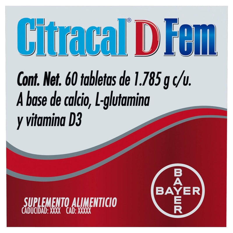 Citracal + D Fem 1.785G Con 60 Tabletas (Calcio/L-Glutamina/Vitamina D3) - WeCare Pharma