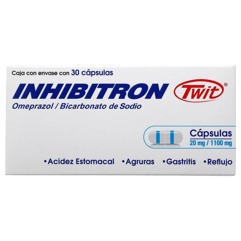 Inhibitron Twit 20Mg/1100Mg Con 30 Capsulas (Omeprazol/Bicarbonato De Sodio) - WeCare Pharma