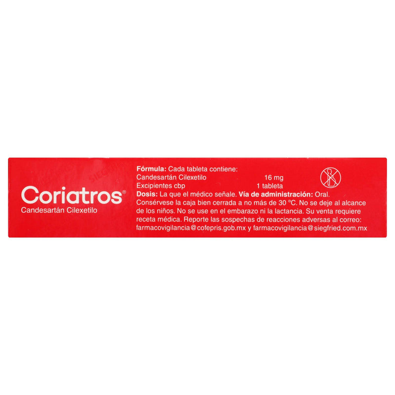 Coriatros 16Mg Con 28 Tabletas (Candesartan Cilexetilo) - WeCare Pharma