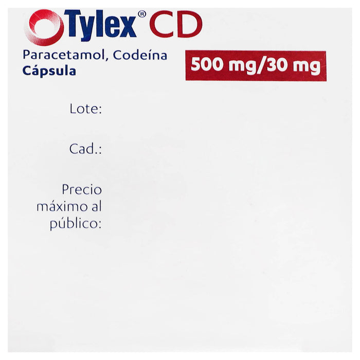 Tylex Cd (Paracetamol/Codeina) Capsulas 500Mg/30Mg Con 30 - WeCare Pharma