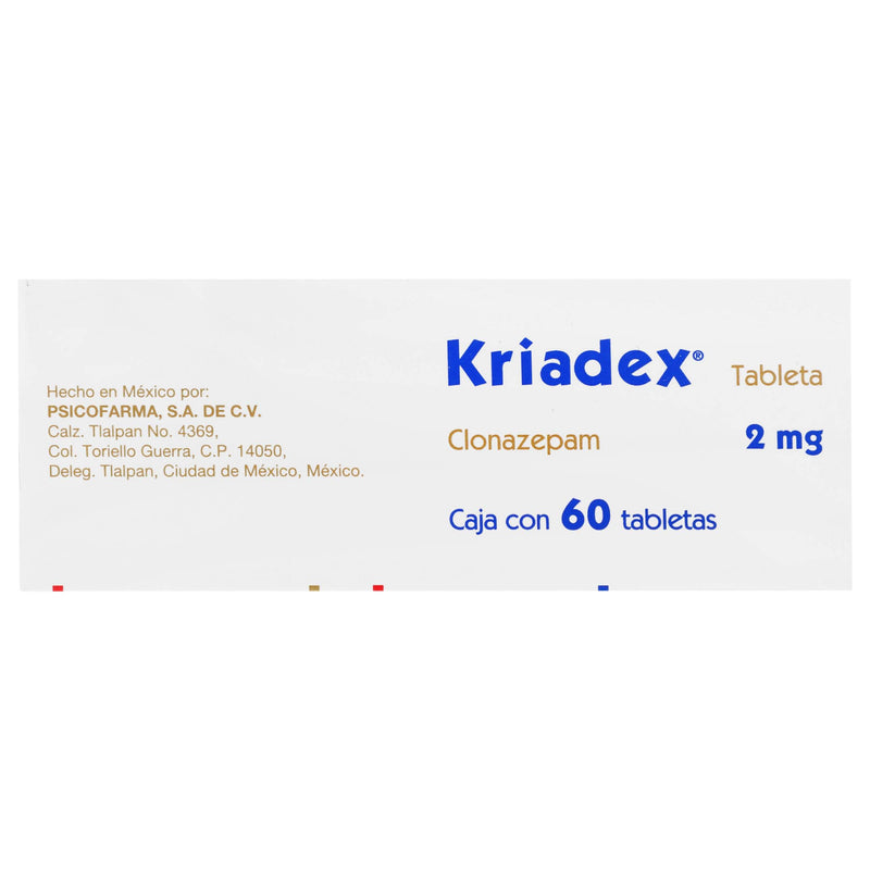 Kriadex (Clonazepam) Tabletas 2Mg Con 60 - WeCare Pharma