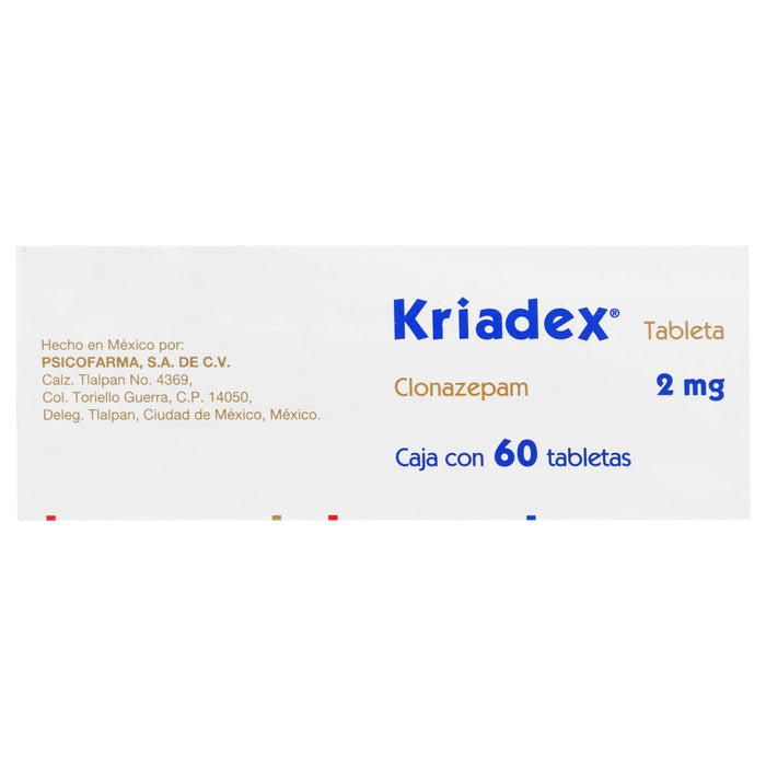 Kriadex (Clonazepam) Tabletas 2Mg Con 60 - WeCare Pharma