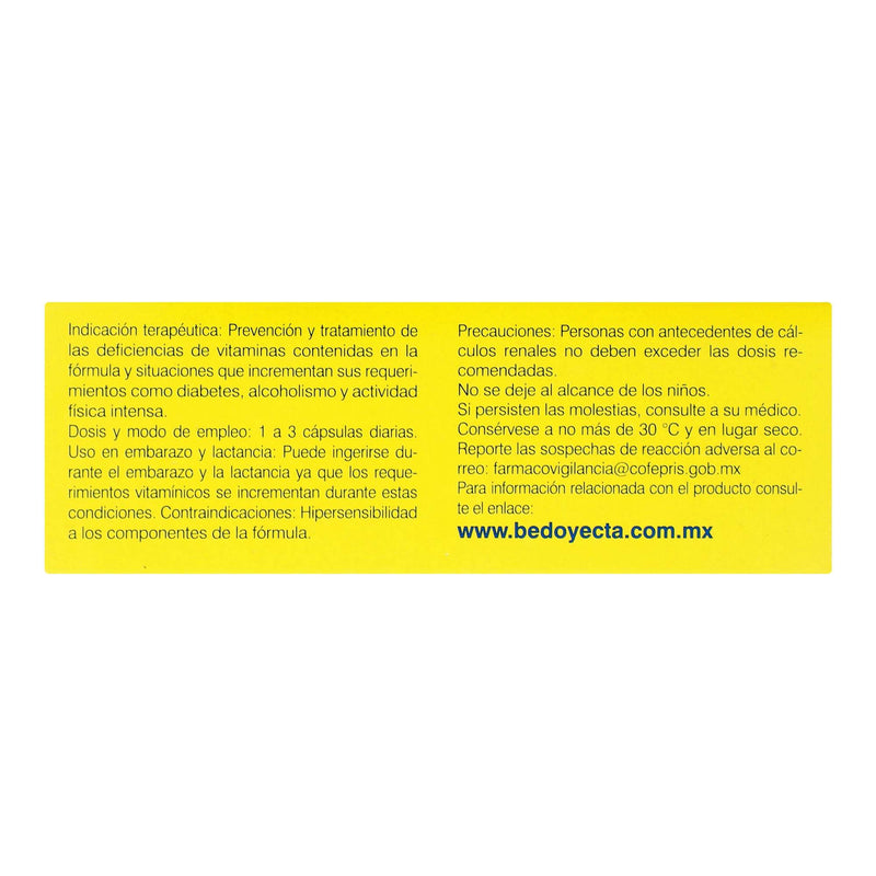 Bedoyecta Con 30 Capsulas (Complejo B/Acido Folico/Vitamina C) - WeCare Pharma