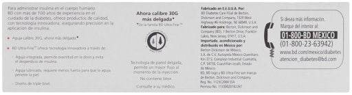 Jeringa Insulina Ultrafine Bd 1Ml 30Gx13Mm Con 10 - WeCare Pharma