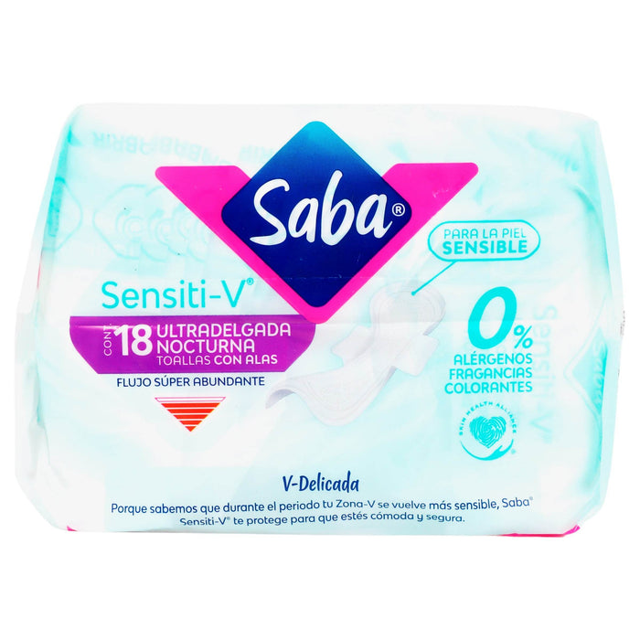 Toallas Saba Sensiti-V Nocturnas Con 18 - WeCare Pharma