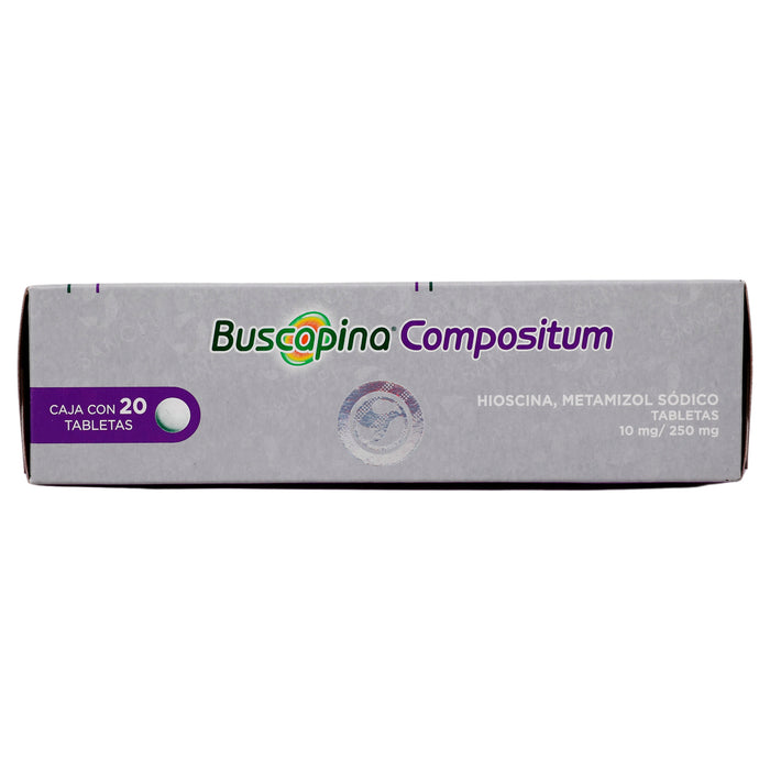 Buscapina Compostium 10Mg/250Mg Con 20 Tabletas (Hioscina/Metamizol) 5 - 7501165011632