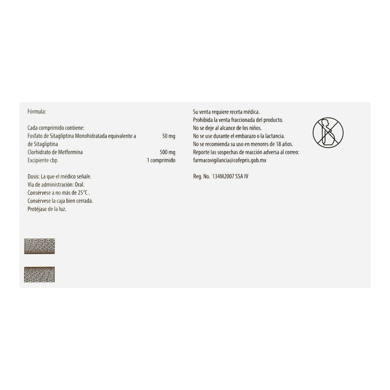 Janumet 50Mg/500Mg Con 56 Tabletas (Sitagliptina/Metformina) - WeCare Pharma