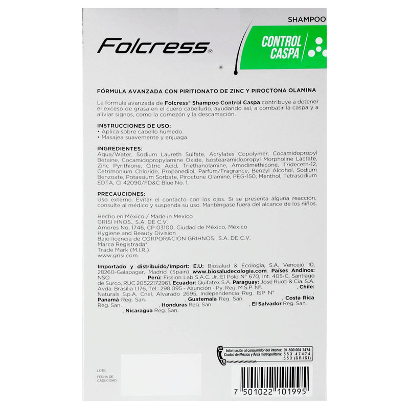 Folcress Shampoo Control Caspa 260Ml - WeCare Pharma