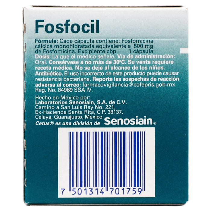 Fosfocil 500Mg Con 6 Capsulas (Fosfomicina) - WeCare Pharma