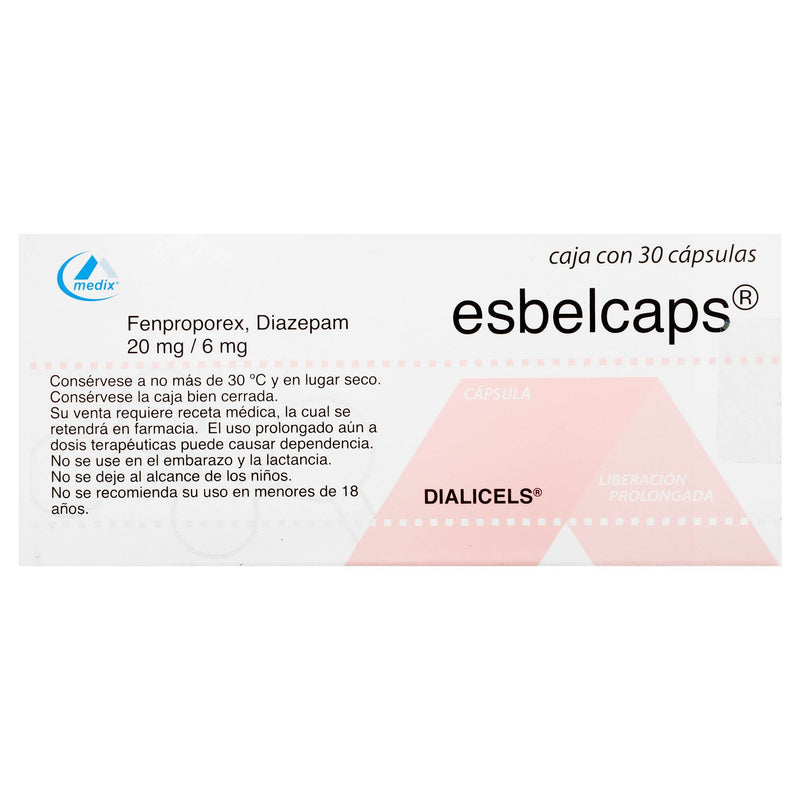 Esbelcaps (Fenproporex/Diazepam) Capsulas 20Mg/6Mg Con 30 - WeCare Pharma